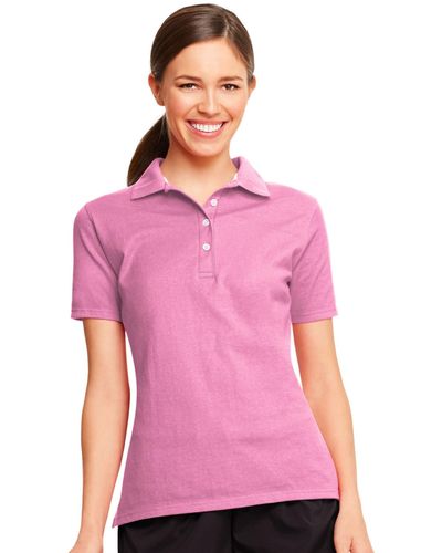 Hanes Womens X-temp Performance Polo Shirt,neon Pink Heather,x-large