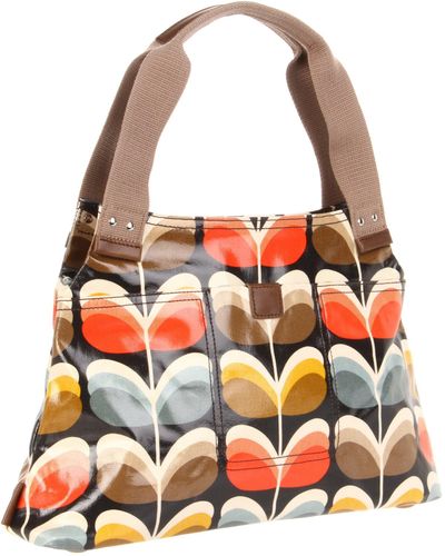 Orla Kiely Laminated Shadow Stem Print Classic Shoulder Bag,multi,one Size - Red