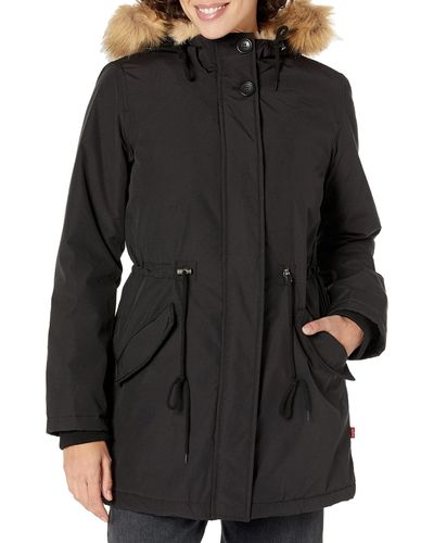 Levi's Faux Lined Hooded Parka Jacket - Black