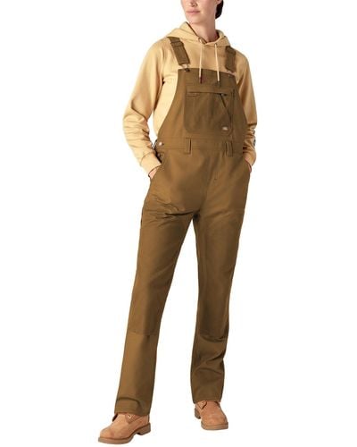 Dickies 's Waxed Canvas Bib Overalls - Brown