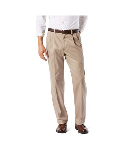 Dockers Men's Big And Tall Classic Fit Easy Khaki Pants - Pleated, Timber Wolf (stretch), 46 28 - Natural