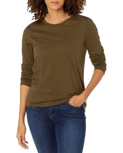 Vince , , Essential Long Sleeve Crew, Antique Olive, Extra Extra Small - Green