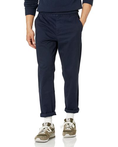 Amazon Essentials Tapered-fit Cotton Elasticated Waist Chino Trouser - Blue