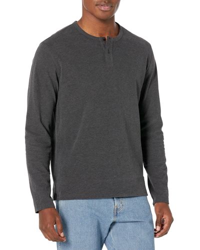 Vince S Sueded Jersey L/s Henley - Gray