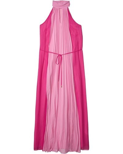 Maggy London Solid Color Block Pleat Maxi - Pink