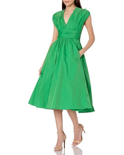 Tracy Reese Tafetta Fit And Flare Dress - Green