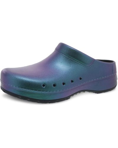 Dansko On Mule Clog For – Lightweight Cushioned Comfort And Removable Eva Footbed With Arch Support – Easy Clean Uppers Kane Black - Blue