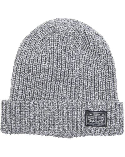 Levi's Classic Warm Winter Knit Beanie Hat Cap Fleece Lined For And Beanie Hat - Gray