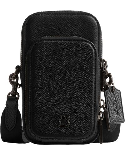COACH Phone Crossbody In Crossgrain Leather - Black
