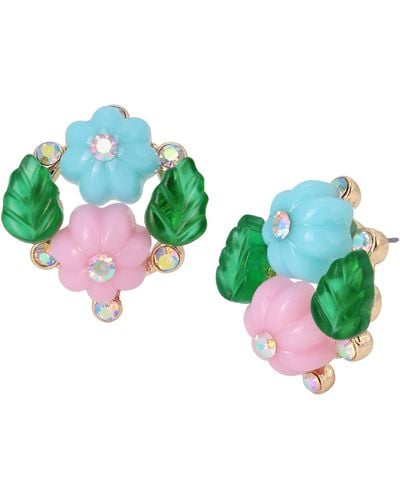 Betsey Johnson Betsey Island Flower Cluster Earrings - Green