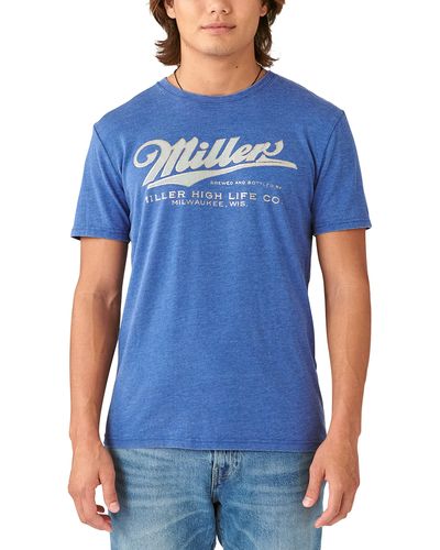 Lucky Brand Crew Neck Miller Script Graphic T-shirt - Blue