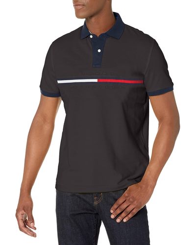 Tommy Hilfiger Polo Shirt With Magnetic Buttons Custom Fit - Black