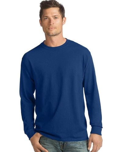 Hanes Essentials Long Sleeve T-shirt Value Pack - Blue