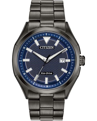 Citizen Eco-drive Weekender 3-hand Date Watch In Black Ip Stainless Steel - Blue