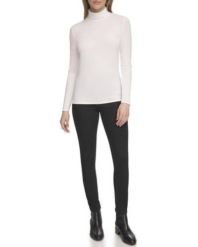 Calvin Klein Long Sleeve Turtleneck Top - White