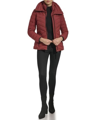 DKNY Hooded Puffer Jacket - Red