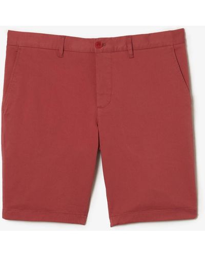 Lacoste Solid Slim Fit Bermudas - Red