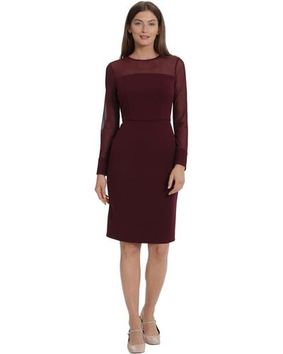 Maggy London Illusion Dress Occasion Event Party Holiday Cocktail - Red