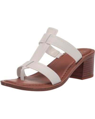 Franco Sarto S Ezra Block Heel Sandal White Leather 8.5 M - Brown