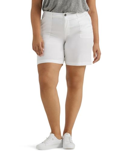 Lee Jeans Plus Size Ultra Lux Comfort With Flex-to-go Utility Bermuda Short - White