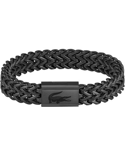 Lacoste Jewelry Weave Ionic Plated Black Steel Chain Bracelet