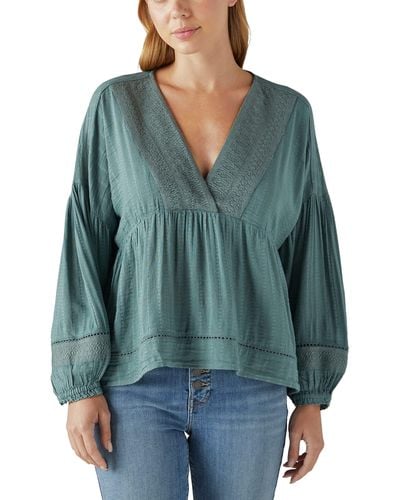 Lucky Brand Femme Peasant Blouse - Green