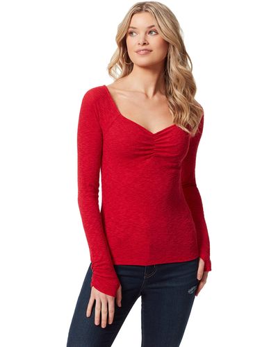 Jessica Simpson Plus Size Marlowe Sweetheart Neck Knit Top - Red