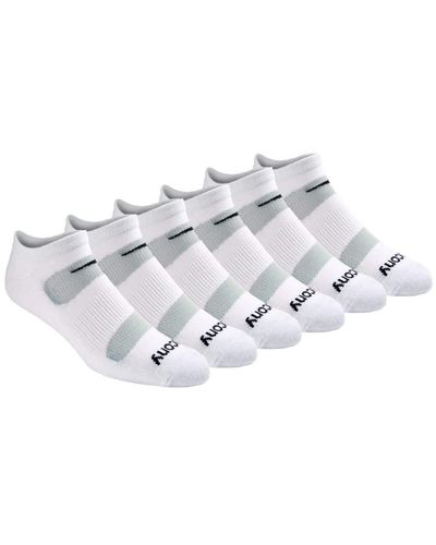 Saucony Multi-pack Mesh Ventilating Comfort Fit Performance No-show Socks - White