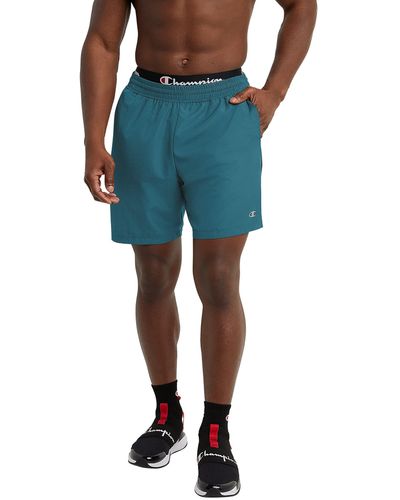 Champion , Unlined, Lightweight Mid-length Basketball Shorts, 7", Nifty Turquoise/athletic Navy - Blue