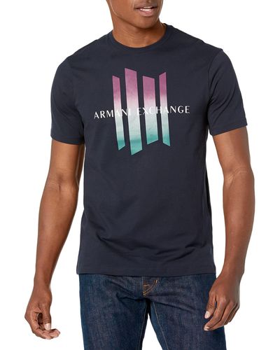 Emporio Armani Armani Exchange Lines-Logo T-Shirt - Blau