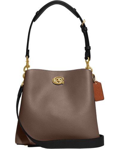 COACH Colorblock Leather Willow Bucket - Brown