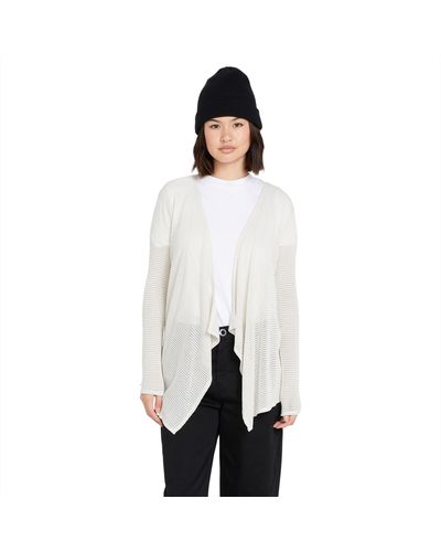 Volcom Regular Go Wrap Open Front Cardigan Sweater - White