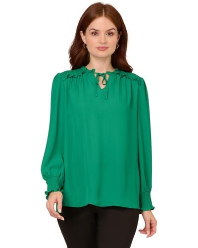 Adrianna Papell Aed Ruffle Tie Top - Green