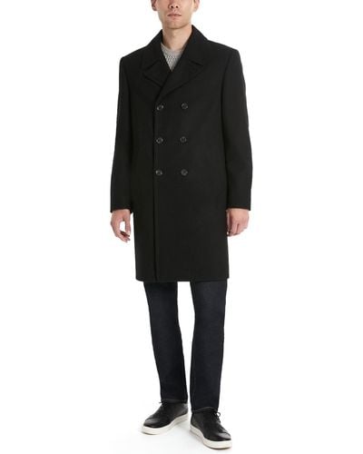 Ben Sherman Brenton Double Breasted Wool Overcoat - Black