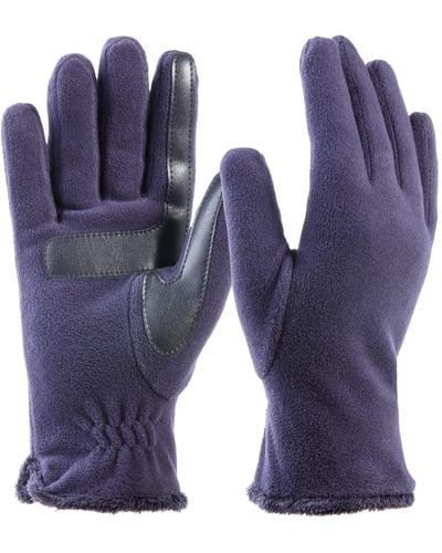Isotoner Stretch Fleece Gloves With Smart Touch Technology - Blue
