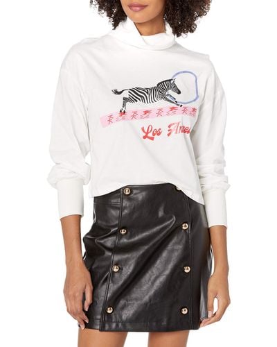 Kendall + Kylie Kendall + Kylie Graphic Turtle Neck Sweatshirt - White