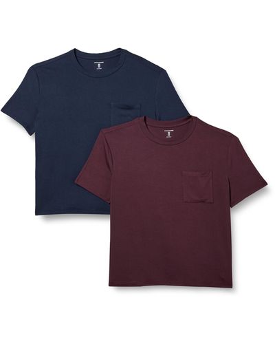 Amazon Essentials T-Shirt con Tasca Girocollo a iche Corte con vestibilità Comoda in Jersey Donna - Viola