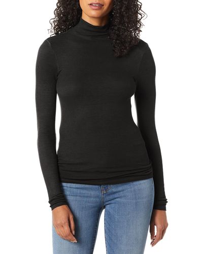 Enza Costa Rib Fitted Long Sleeve Turtleneck Top - Multicolor