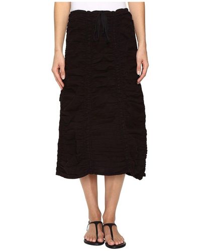 XCVI Stretch Poplin Double Shirred Panel Skirt Black Lg - Gray