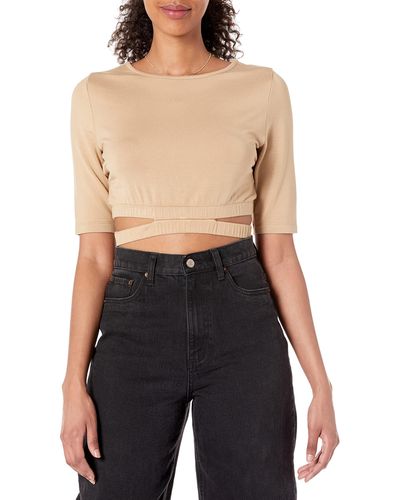 The Drop Genievive Cropped Cut-out Top - Black