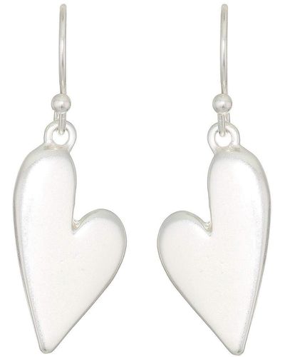 Lucky Brand Silver-tone Heart Drop Earrings - Metallic
