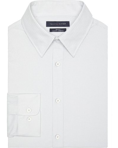 Tommy Hilfiger Dress Shirt Athletic Fit Tech Non Iron No-tuck Stretch - White
