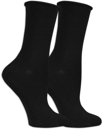 Dr. Scholls American Lifestyle Collection Roll Top Crew Socks - Black