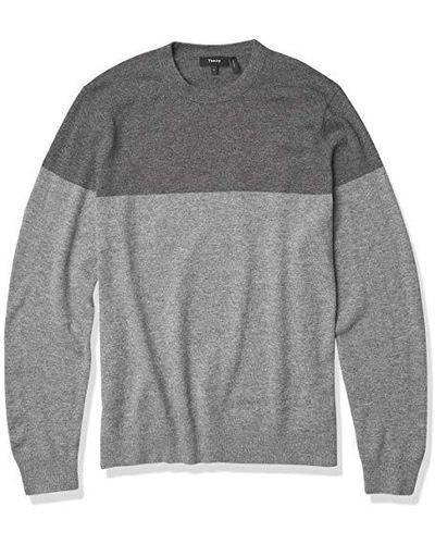Theory S,colorblocked Cashmere,hilles Crew Cb - Gray