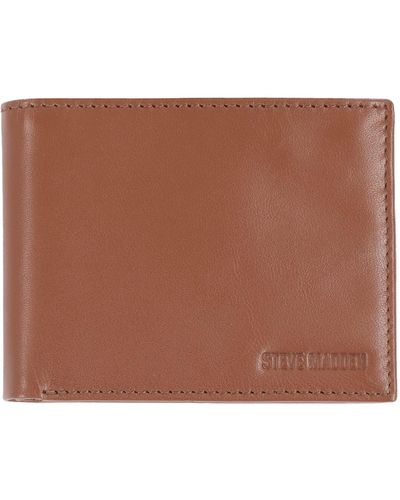 Steve Madden Leather Rfid Blocking Wallet With Extra Capacity Id Window, Cognac, One Size - Brown