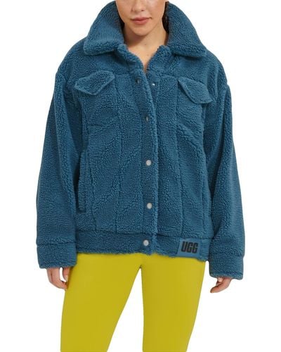 UGG Frankie Sherpa Trucker Jacket Coat - Blue