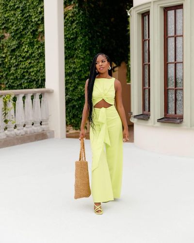 The Drop Green Glow Twist Front Sleeveless Jumpsuit By @ayeciara
