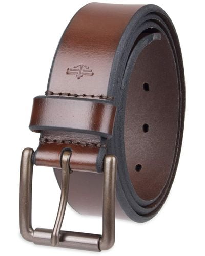 Dockers 100% Soft Top Grain Genuine Leather Strap With Classic Prong Buckle - Brown