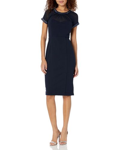 Maggy London Illusion Dress Occasion Event Party Holiday Cocktail - Blue