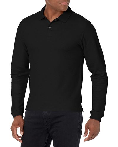 Izod Mens Long Sleeve Pique Polo Shirts - Black